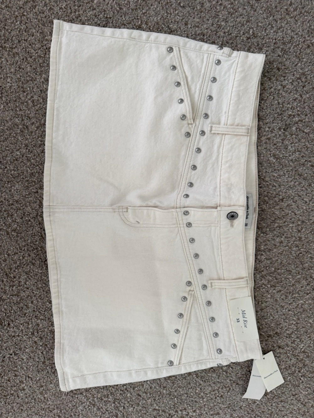 Abercrombie & Fitch Cream Off-White Mid-Rise Jeans